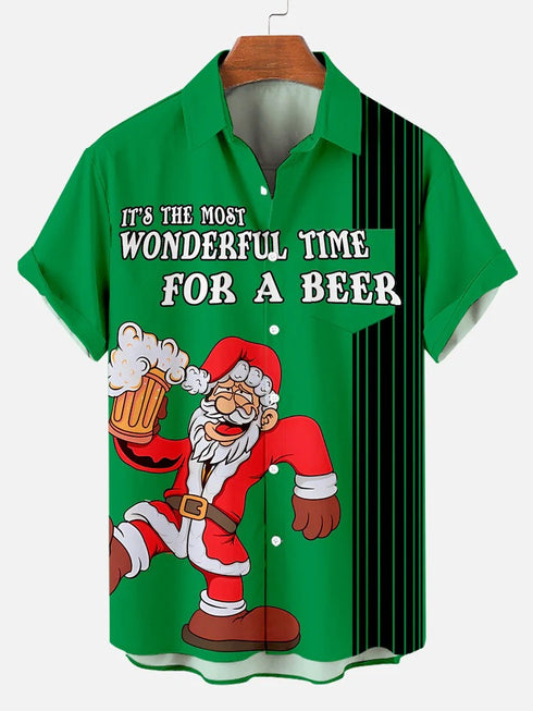Men's Christmas Funny Graphic Short Sleeve Hawaiian Shirt